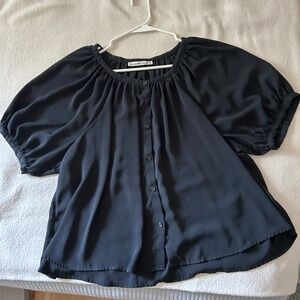 Abercrombie & Fitch Sheer Puff Sleeve Blouse
